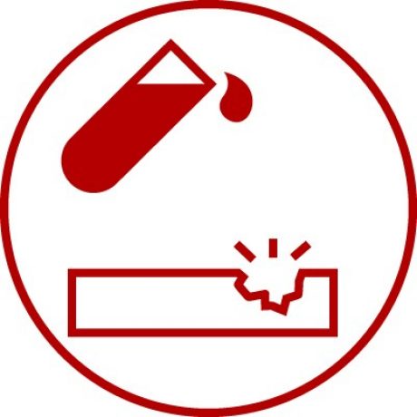 Icon with phial and toxic liquid, acid, resistance, durability