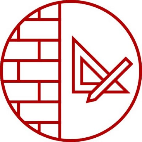 Icon with wall, set square and pen, planning tool for wall calculation